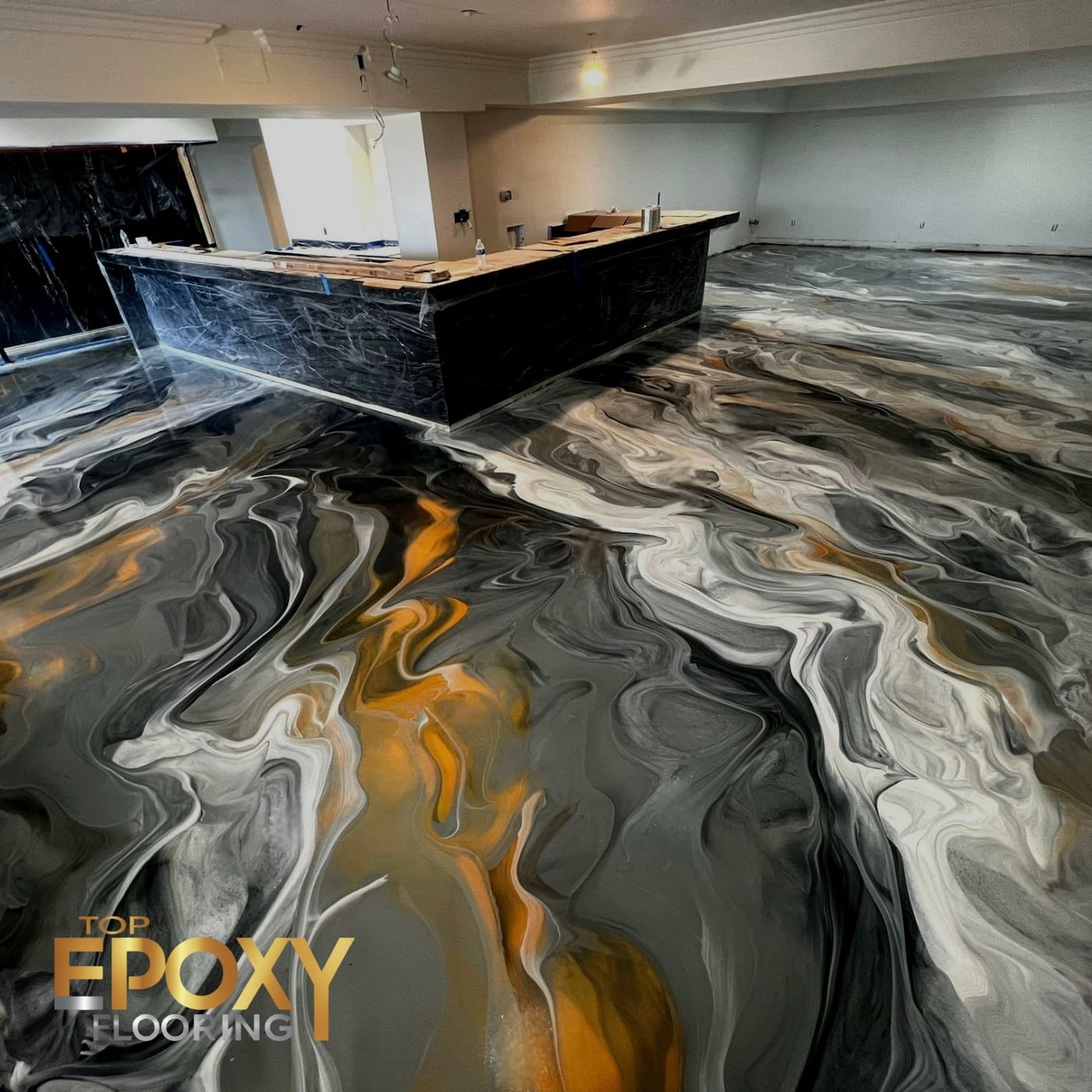 basement metallic epoxy flooring